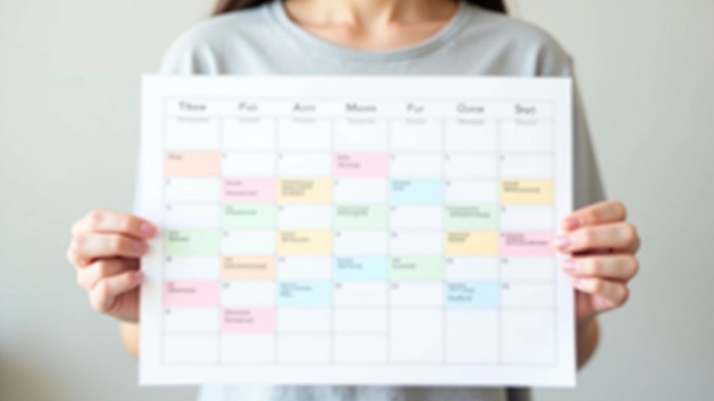 Organized family calendar with clear color coding showing balanced weekly schedule